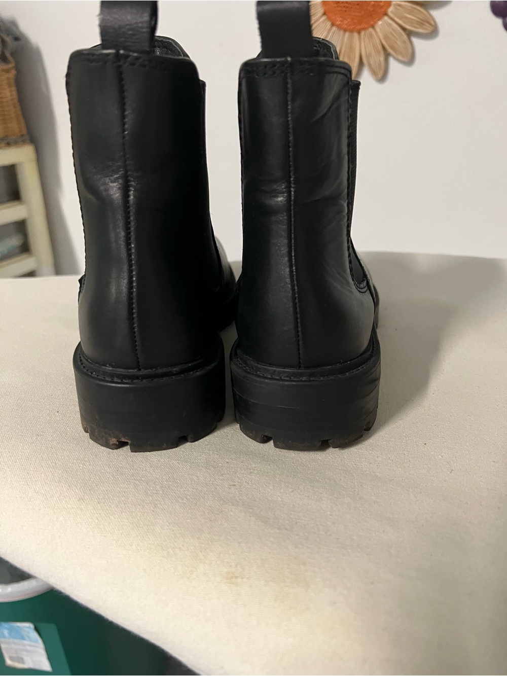Banana Republic Leather Black Chelsea Lug Ankle Boots - Picture 3 of 3